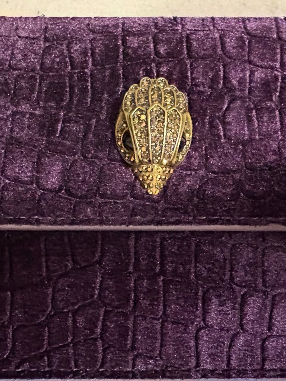 Kurt Geiger Crushed suede evening bag in plum